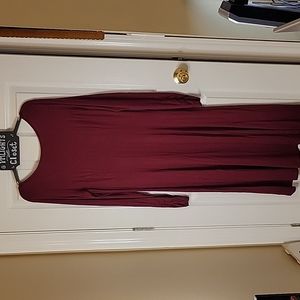 JustFab Dress Burgundy Large New Long Sleeve